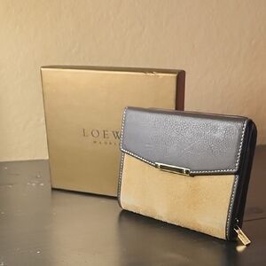 Loewe Suede/Leather Anagram Bifold Wallet